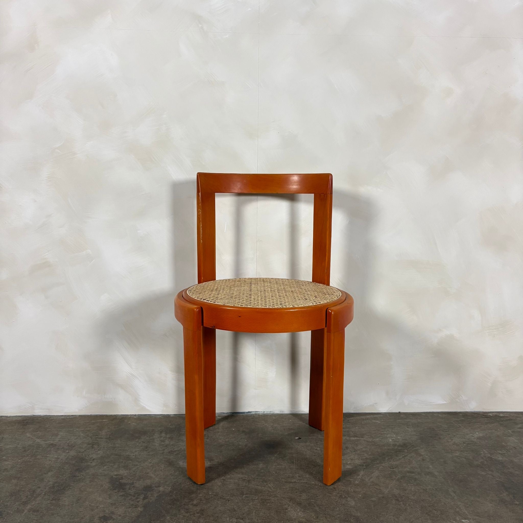 Mid Century Orange & Cane Bruno Rey Style Dining Chair Vintage Retro MCM
