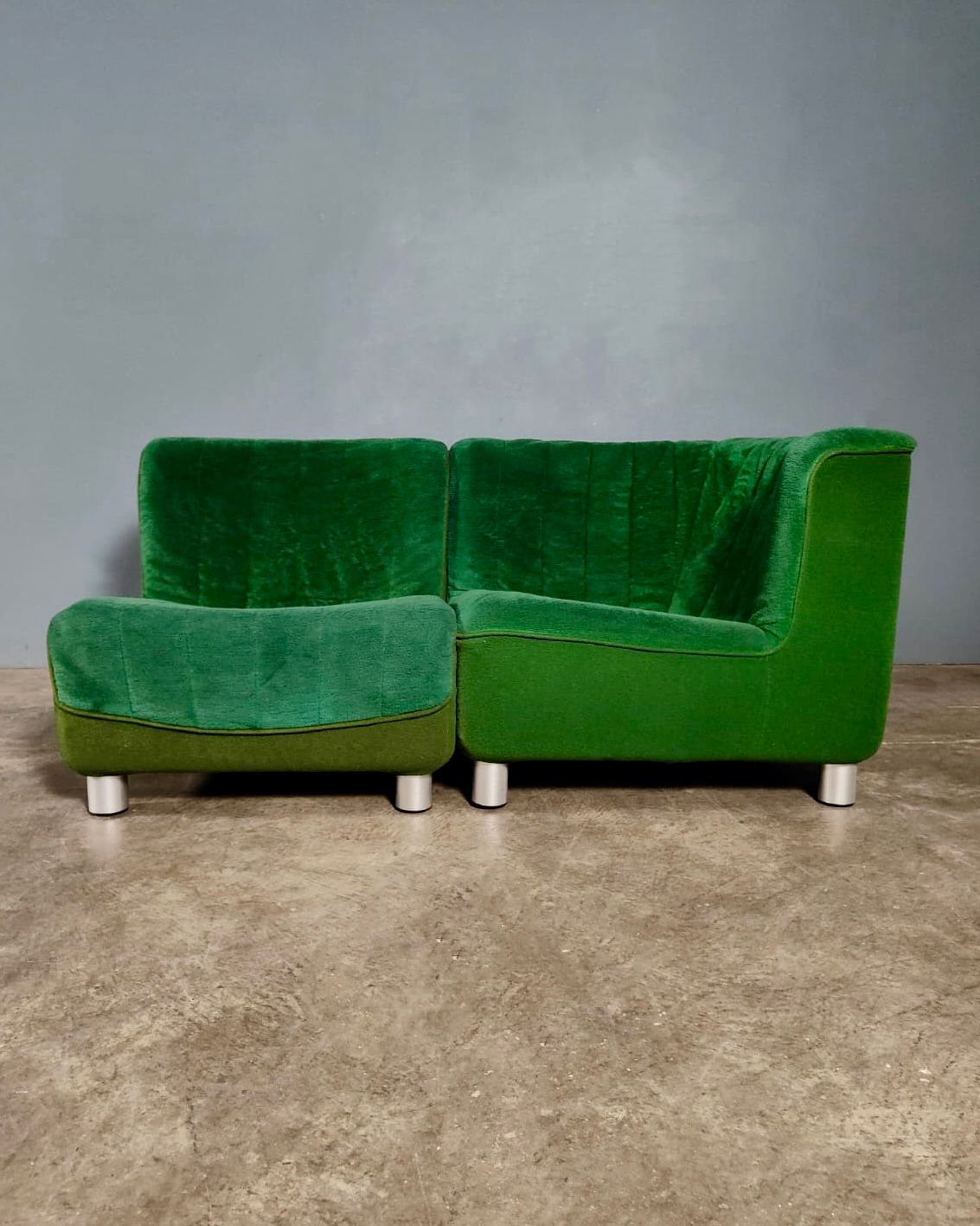 Two Green Modular Chairs/Sofa Corner Mid Century Vintage Retro MCM