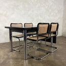 Six Black Marcel Breuer Cesca Bauhaus Dining Chairs With Matching Extending Dining Table Mid Century Vintage Retro MCM