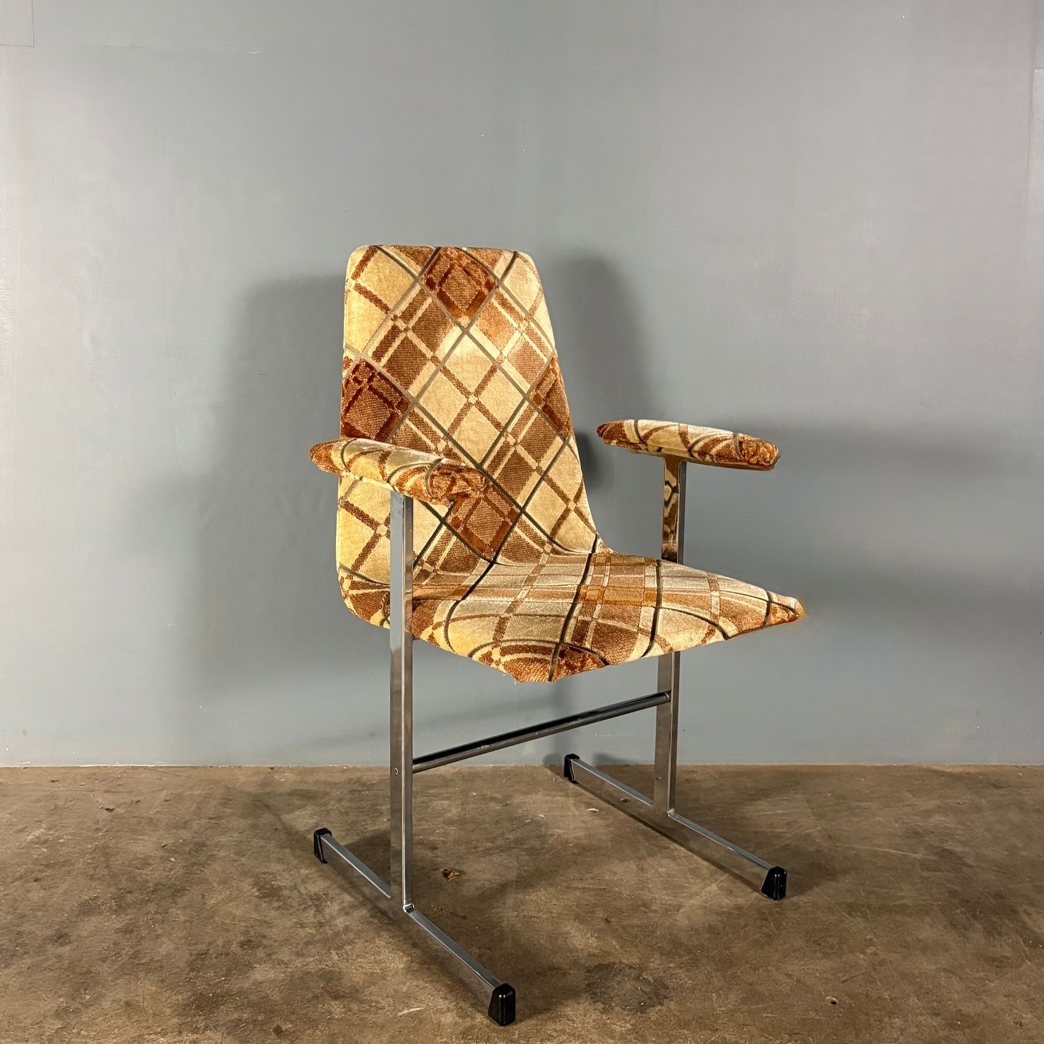 6 x Mid Century Pieff Lisse Chrome Geometric Dining Chairs Vintage Retro MCM