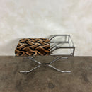 1970s Pieff Chrome & Geometric Fabric Upholstered Side Table/Seat Mid Century Vintage Retro MCM