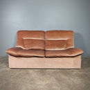 Mid Century Pink Velvet Two Seater Sofa & Matching Lounge Chair Vintage Retro MCM