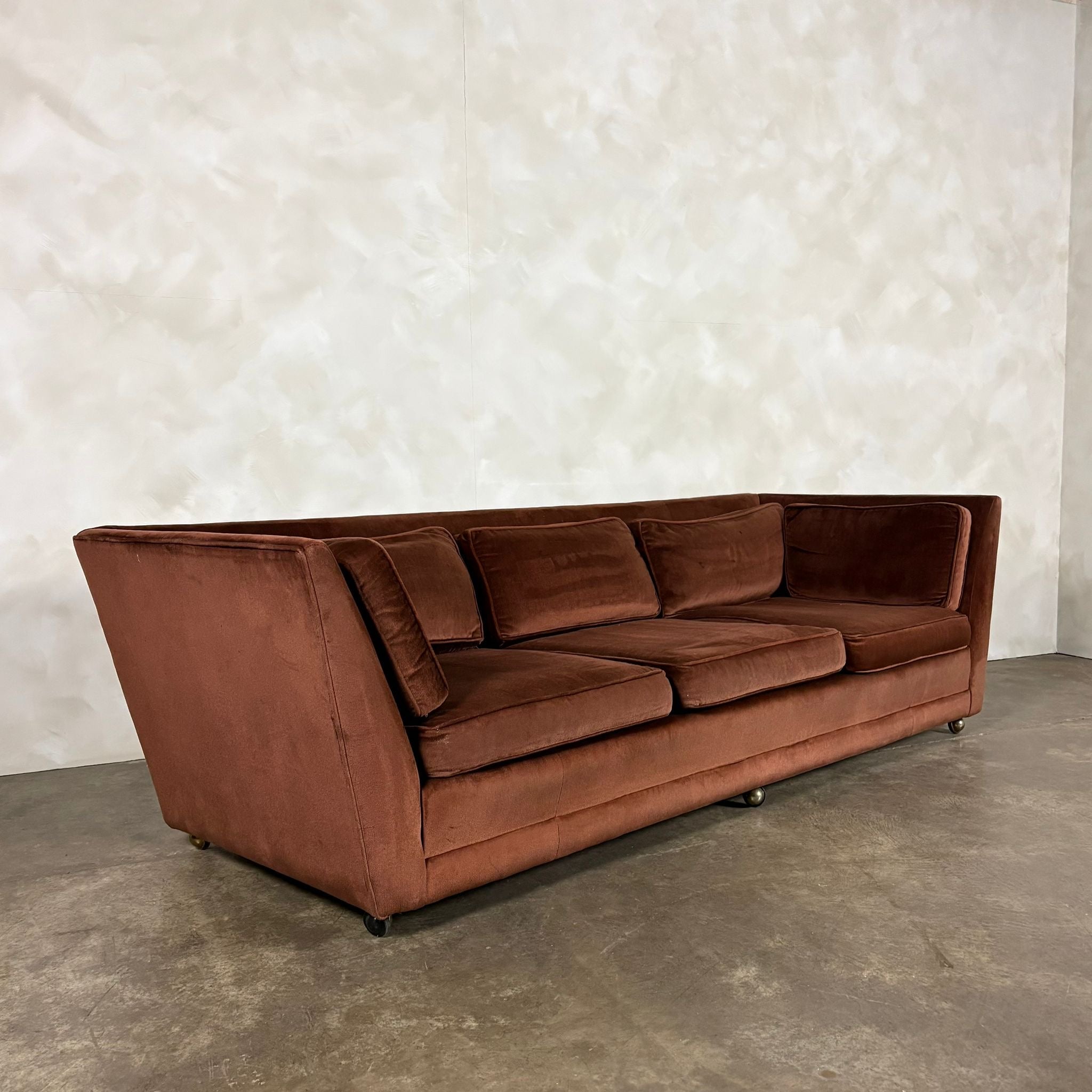 SOLD Mid Century G Plan Three Seater Sofa Brown Velvet Simona Vintage Retro MCM