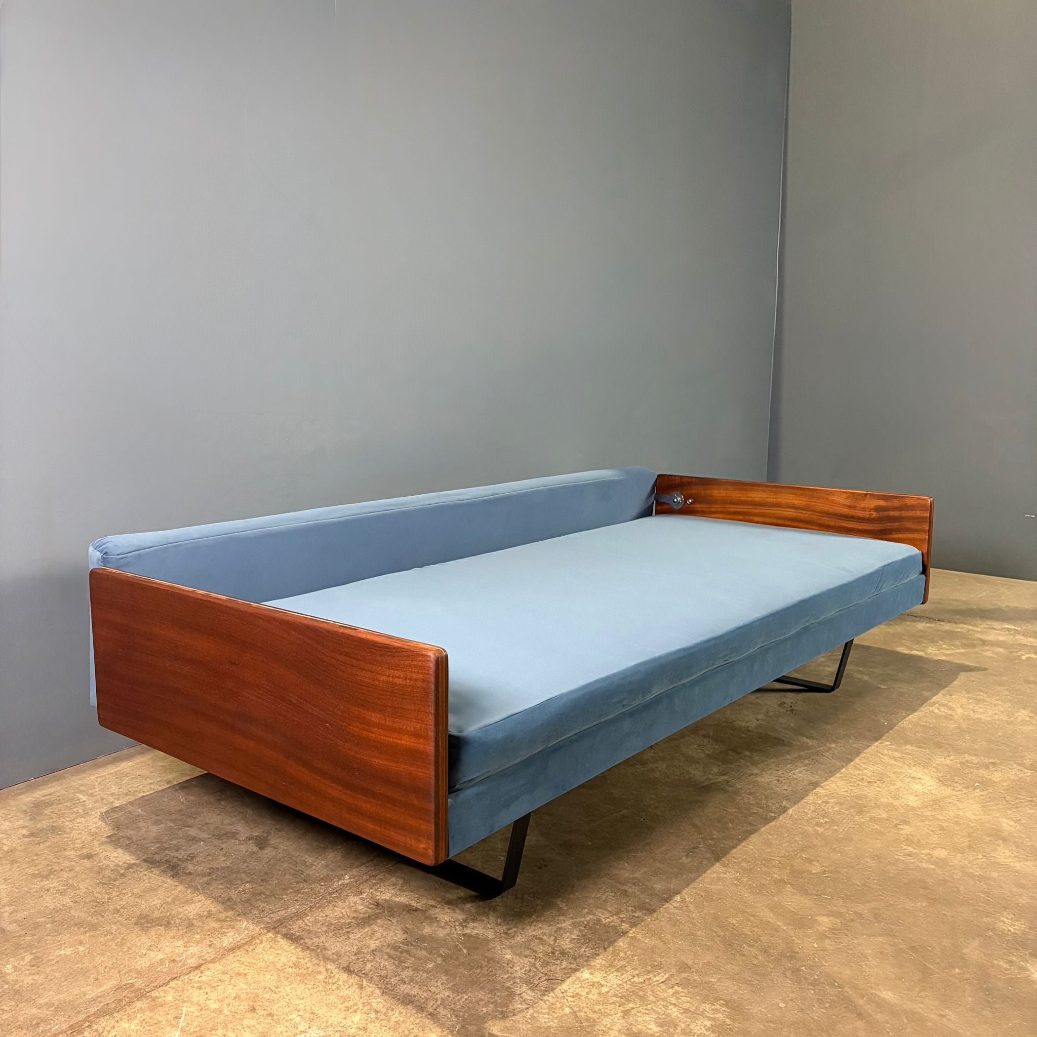 SOLD Robin Day For Hille 1958 Sofa Bed/Three Seater Sofa Blue Velvet Mid Century Vintage Retro MCM