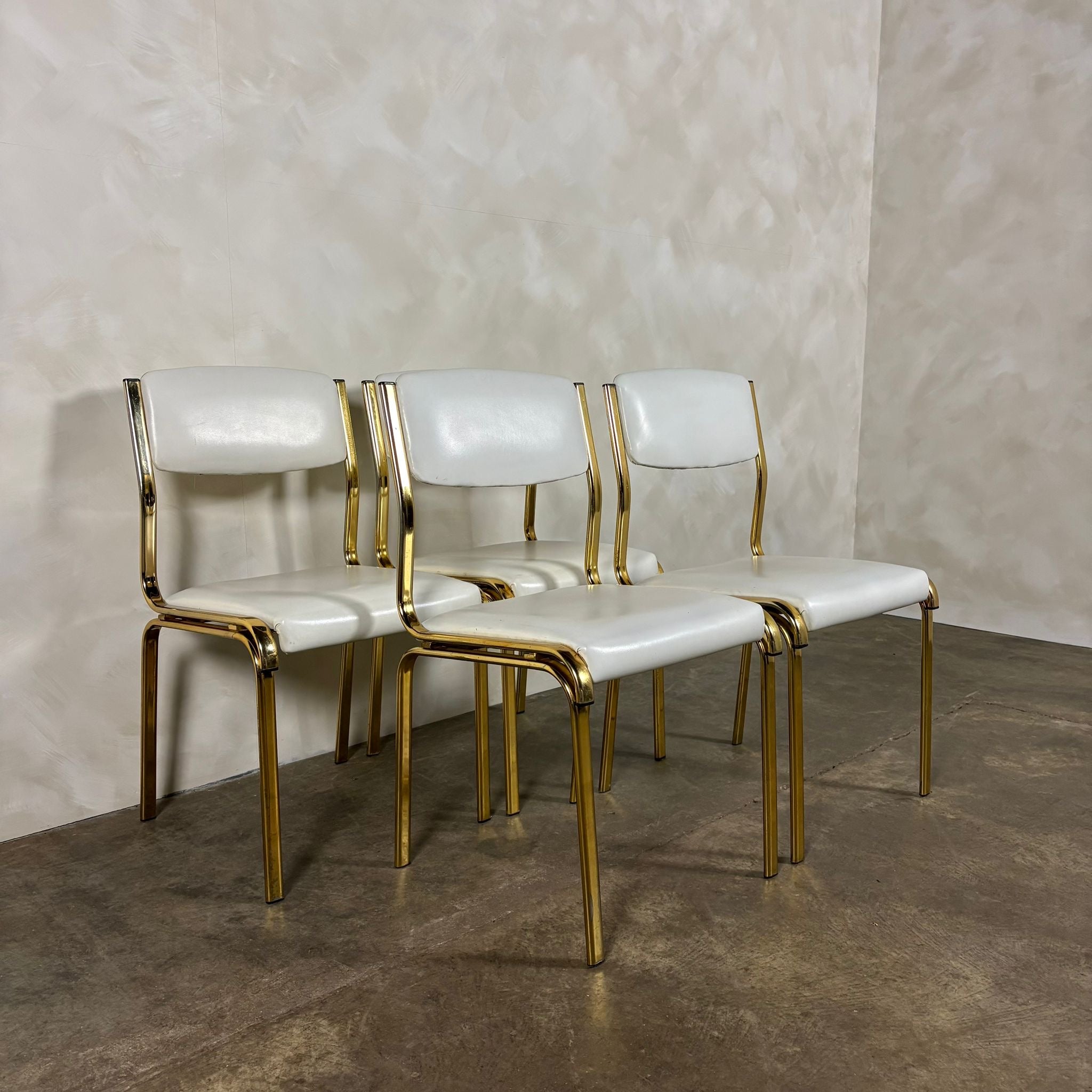 SOLD Brass & Glass Dining Table With Four Matching Brass Dining Chairs Mid Century Vintage Retro MCM