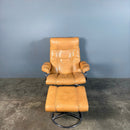 SOLD Pair Of Mid Century Leather & Chrome Ekornes Stressless Reclining Armchairs & Footstools Vintage Retro MCM
