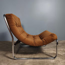 SOLD Brown Fabric Sling Lounge Chair By Peter Hoyte Mid Century Vintage Retro MCM