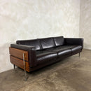 Mid Century Brown Leather Robin Day For Habitat Forum II Three Seater Sofa Vintage Retro MCM
