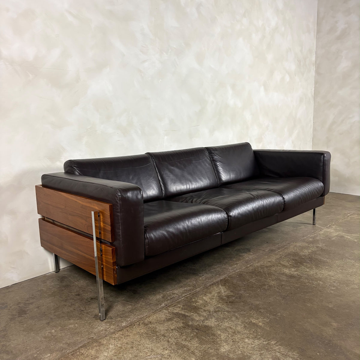 SOLD Mid Century Brown Leather Robin Day For Habitat Forum II Three Seater Sofa Vintage Retro MCM