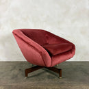 Greaves & Thomas Pink Swivel Teak Lounge Chair Mid Century Vintage Retro MCM