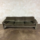 Maralunga Green Sage Three Seater Sofa By Vico Magistretti For Cassina Mid Century Vintage Retro MCM
