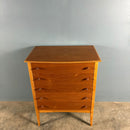 Mid Century Walnut Beech Chest Of Drawers/Tall Boy By W&T Lock Of Bath Vintage Retro MCM
