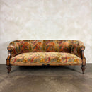 Antique Flamestitch Chesterfield Style Walnut Mahogany Three Seater Sofa Victorian