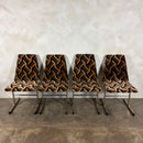 Four Mid Century Pieff Lisse Chrome Geometric Dining Chairs Vintage Retro MCM