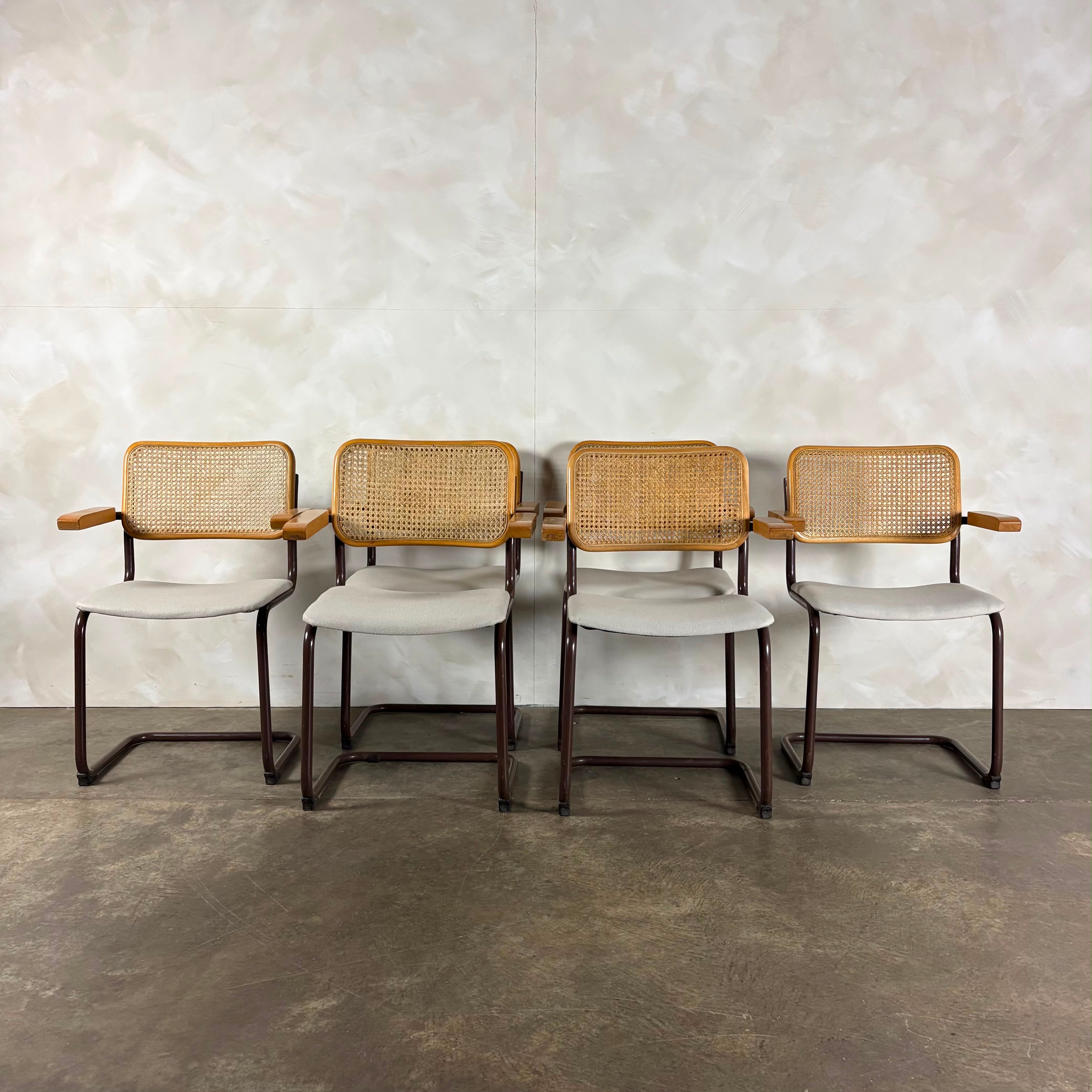 Four Brown Cesca Cane Rattan Marcel Breuer Dining Chairs Mid Century Vintage Retro MCM