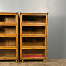 Pair Of English Oak Glass Fronted Tall Cabinets/Bookcases Globe Wernicke Style Mid Century Vintage Retro MCM