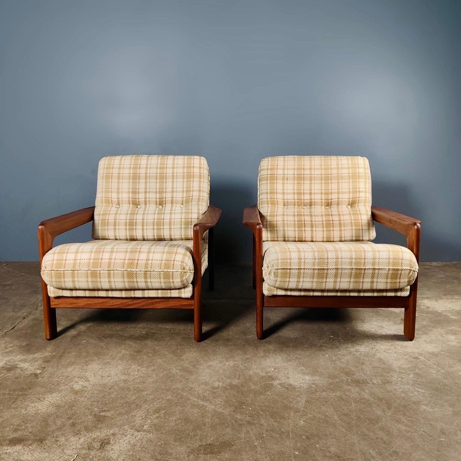 SOLD Pair Of Teak Danish Armchairs Mid Century Vintage Retro MCM