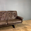 SOLD Sigurd Resell Vatne Møbler Model 126 Brown Leather Three Seater Sofa Mid Century Vintage Retro MCM