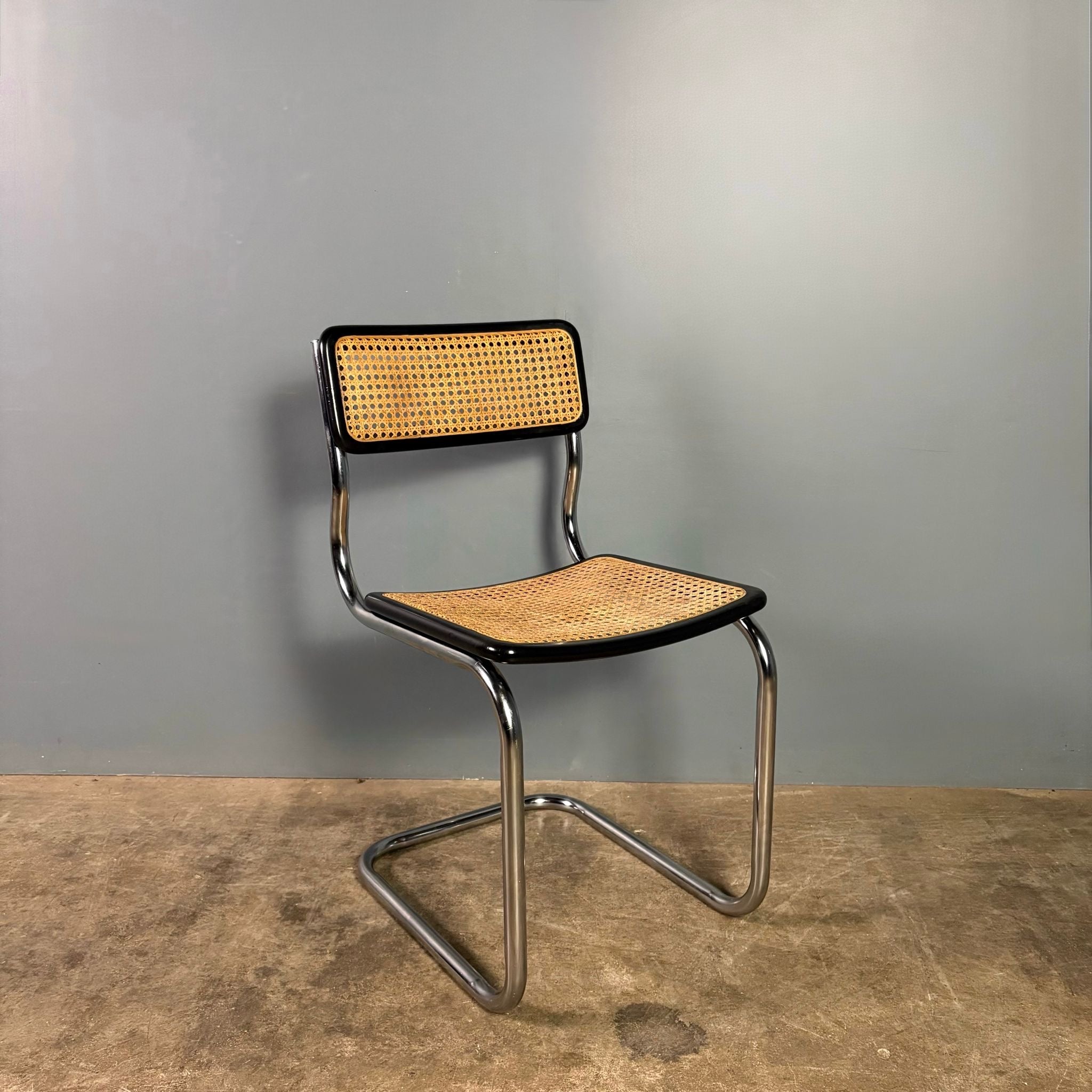 SOLD Four Black Cane Rattan Marcel Breuer B32 Cesca Dining Chairs Mid Century Vintage Retro MCM Set 1