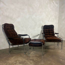 Pair Of Bo Eigert Stalbo Armchairs With Footstools Mid Century Vintage Retro MCM