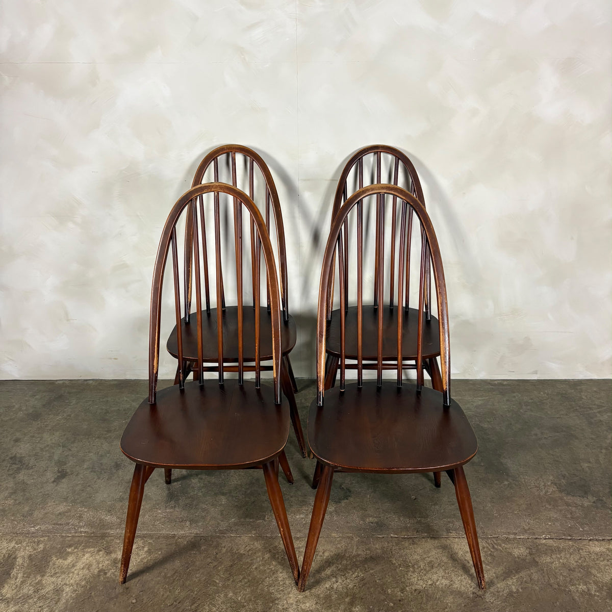 Set Of Four 1960s Ercol Quaker Windsor Dining Chairs Mid Century Vintage Retro MCM