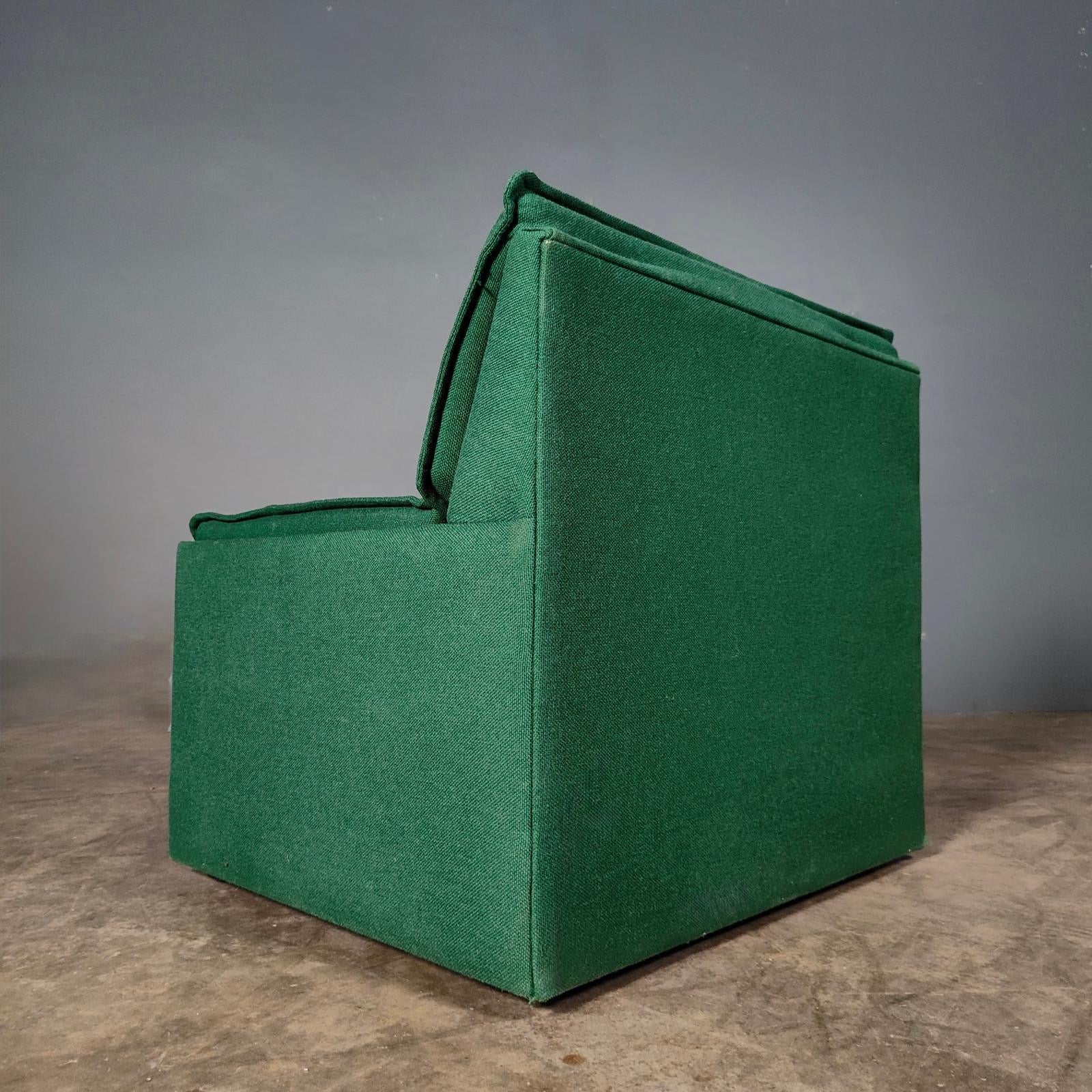 Green Wool Lounge Chair Mid Century Vintage Retro MCM