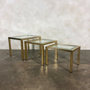 Pierre Vandel Brass Glass Set Of Three Nest Of Tables Mid Century Vintage Retro MCM