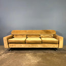 SOLD Three Seater Sofa Light Yellow Mustard Gold Mid Century Vintage Retro MCM