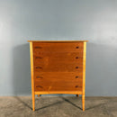 Mid Century Walnut Beech Chest Of Drawers/Tall Boy By W&T Lock Of Bath Vintage Retro MCM