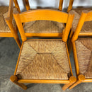 Set Of Six Carimate Rush & Beech Dining Chairs  Vico Magistretti Cassina Habitat Mid Century Vintage Retro MCM