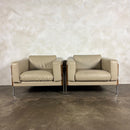 Mid Century Pair Of Cream Beige Leather Robin Day For Habitat Forum II Armchairs Vintage Retro MCM
