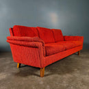 SOLD Orange Wool Swedish Three Seater Sofa Mid Century Vintage Retro MCM