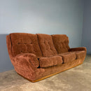 Mid Century Brown Three Seater Sofa Englender Vintage Retro MCM