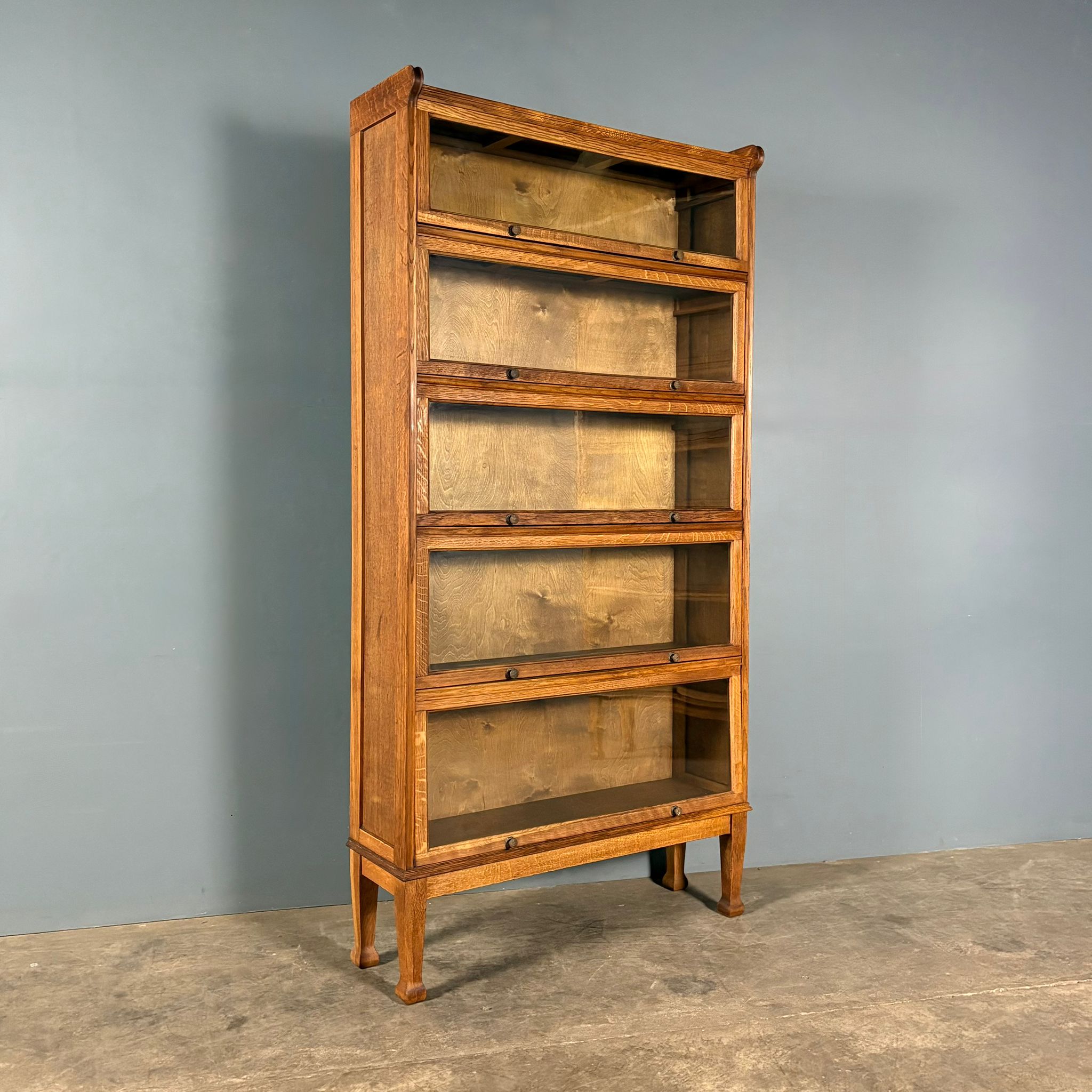 SOLD English Oak Glass Fronted Tall Cabinet/Bookcase Globe Wernicke Style Mid Century Vintage Retro MCM