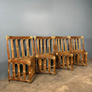 Dining Table & Four Matching Chairs Bamboo Cane Rattan Mid Century Vintage Retro MCM