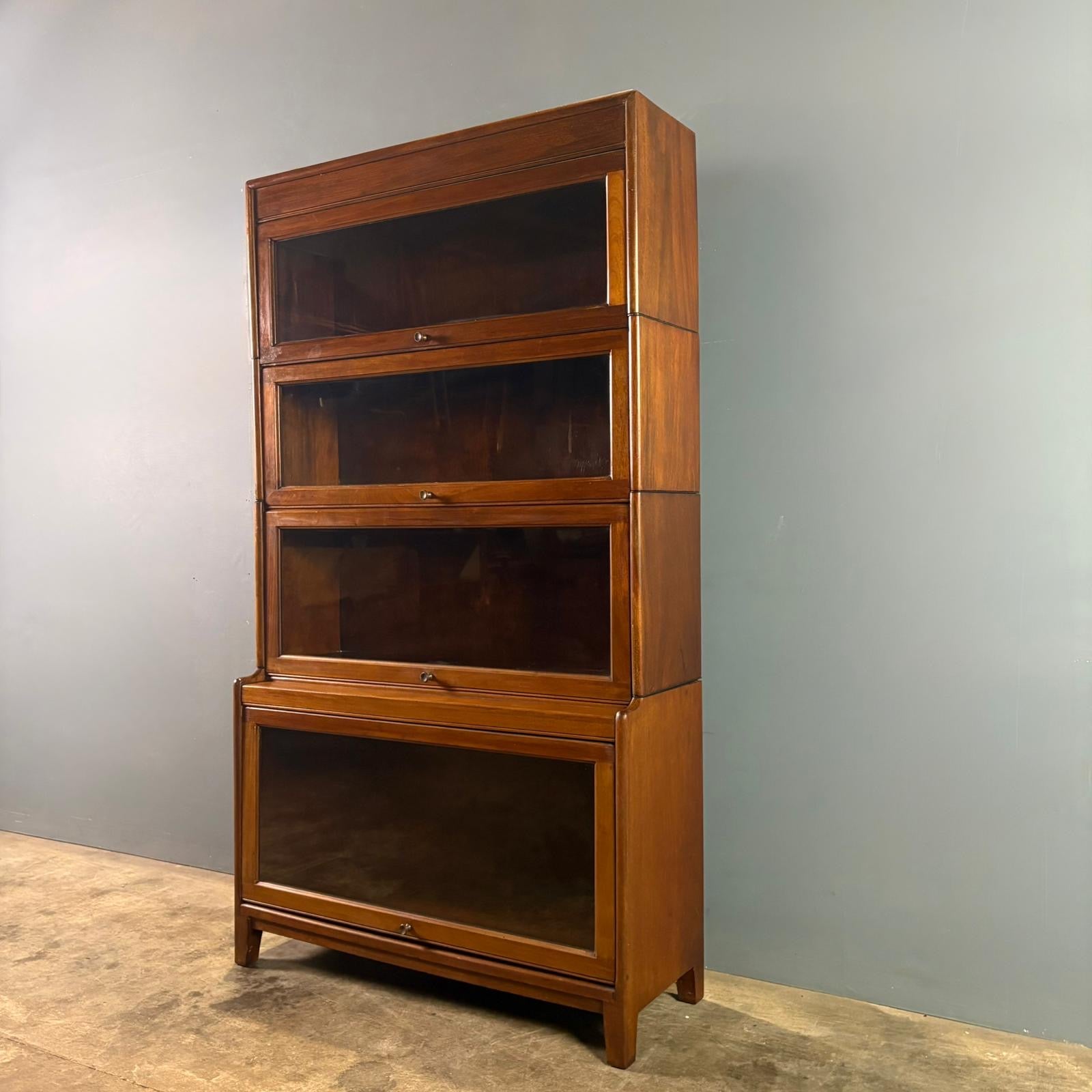 SOLD Gunn Sectional Stacking Glass Fronted Bookcase Mahogany Edwardian Mid Century Vintage Retro MCM