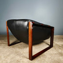 SOLD Vintage Percival Lafer MP-127 Brazilian Rosewood Lounge Chair Black Leather Mid Century Retro MCM