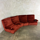 Dark Orange Four Piece Modular Sofa/Chairs Mid Century Vintage Retro MCM