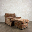 1980s Armchair & Footstool Geometric Patterned Post Modern Mid Century Vintage Retro MCM