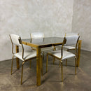 SOLD Brass & Glass Dining Table With Four Matching Brass Dining Chairs Mid Century Vintage Retro MCM