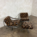 Pair Of Pieff Beta Swivel Lounge Chairs Geometric Fabric Footstool Mid Century Vintage Retro MCM