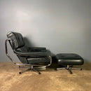 SOLD Mid Century Pieff Alpha Dark Green Leather Swivel Lounge Chair & Footstool Vintage Retro MCM