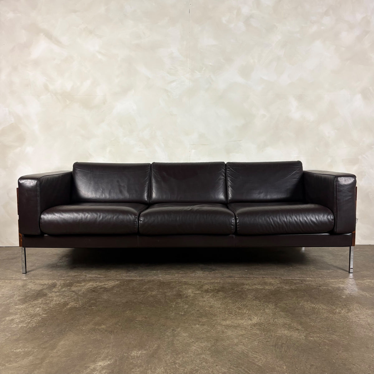 Mid Century Brown Leather Robin Day For Habitat Forum II Three Seater Sofa Vintage Retro MCM
