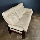 SOLD Three Seater Sofa Skippers Møbler Durup White Atlanta Leather Reclining By Sven Ellekar Mid Century Vintage Retro MCM