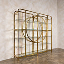 Pair Of Large Brass & Glass Milo Baughman Art Deco Etagerès Shelves Mid Century Vintage Retro MCM