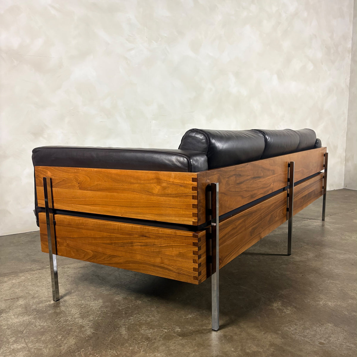 Mid Century Brown Leather Robin Day For Habitat Forum II Three Seater Sofa Vintage Retro MCM