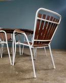 SOLD Four Daneline BKS Garden Stacking Chairs & Folding Sunburst Table Danish Teak Mid Century Vintage Retro MCM