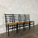 Set Of Four Italian Gio Ponti Style Ebonised Black Ladderback Dining Chairs Mid Century Vintage Retro MCM