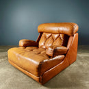 SOLD Tetrad Tan Brown Leather Sofa Chair & Footstool Mid Century Vintage Retro MCM