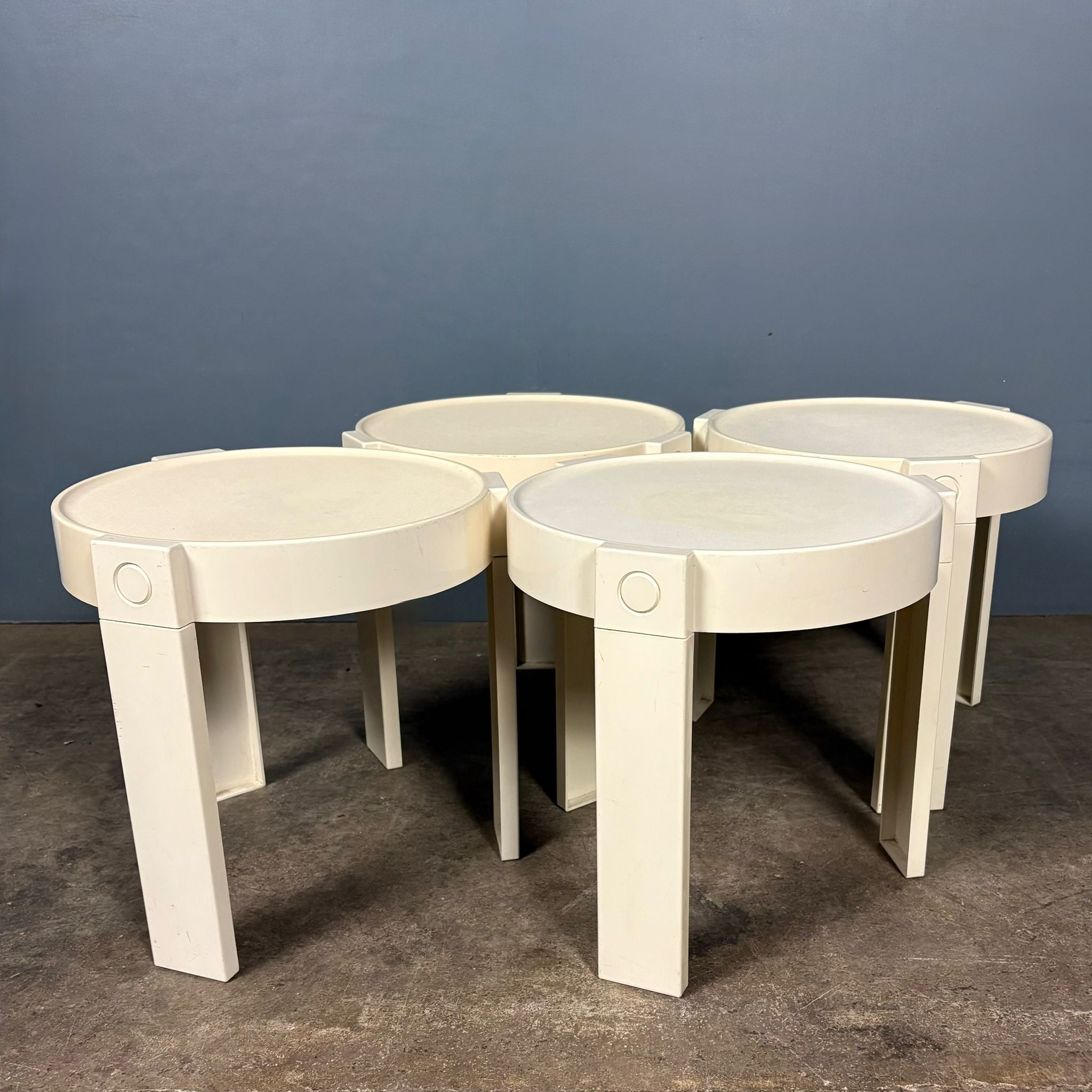 Set Of Four White Stacking Side Tables Mid Century Vintage Retro MCM